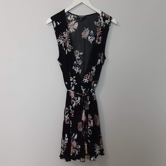 LULU'S | Midnight Floral Wrap Dress - Picture 4 of 10
